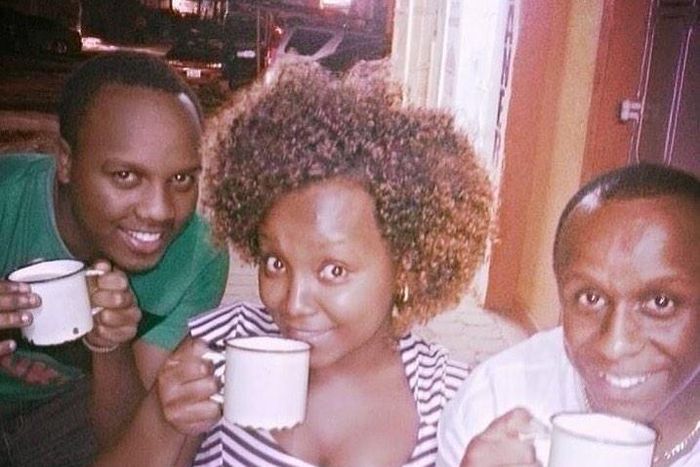 A tbt image of Kate Actress, Phil Director and Abel Mutua