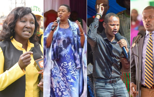 From left: Gladys Boss Shollei, Sabina Chege, Babu Owino and Ndindi Nyoro