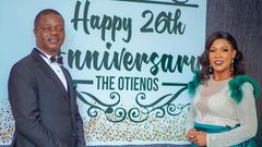 Gospel singer Janet Otieno and her husband during their 26th marriage anniversary