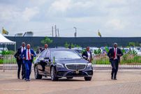 President William Ruto arriving in the Mercedes Benz S560 at Uhuru Gardens, Nairobi