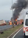Multiple truck accident causes fire along Southern Bypass