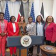 Kenya’s President William Ruto, Governors Glady Wanga (Homabay), Cecily Mbarire (Embu) U.S Vice President Kamala Harris, Wavinya Ndeti (Machakos), Susan Kihika (Nakuru) and Anne Waiguru (Kirinyaga)