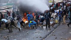 Protestors engaging police officers during Azimio protests