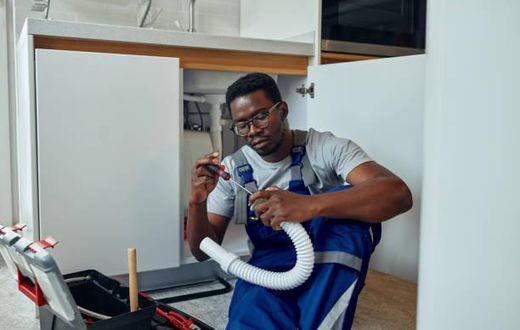 A man repairing a sink