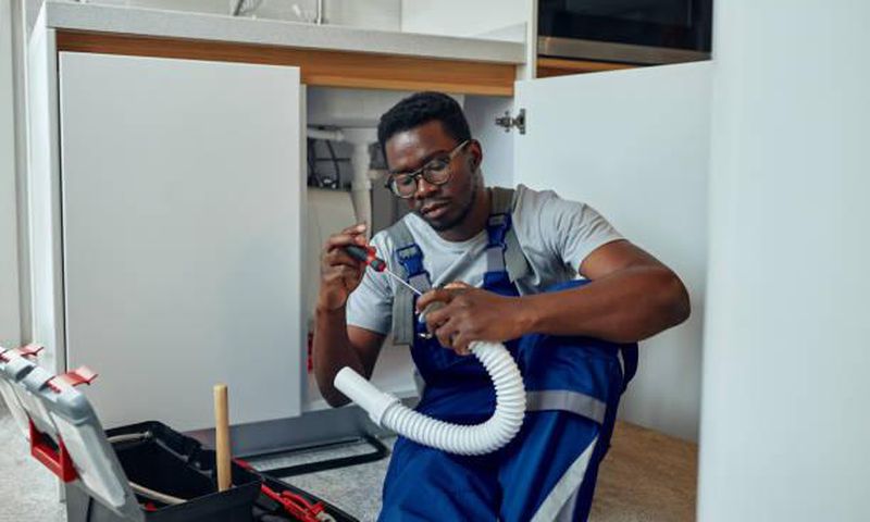 A man repairing a sink