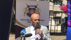EACC’s CEO Twalib Mbarak during a past media briefing
