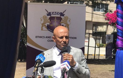 EACC’s CEO Twalib Mbarak during a past media briefing