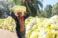 First Lady, Mama Rachel Ruto with Christmas donations that President William Ruto gave his neighbours in Sugoi, Uasin Gishu