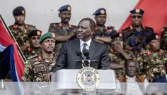 President William Ruto during a ceremony in honour of the military officers killed in a helicopter crash in Nairobi, on 20 April, 2024. © Luis Tato/AFP