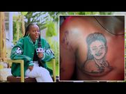 Fan tattoos Eve mungai on his chest