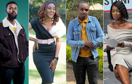From left: A collage of 'Becky' actors Haji Nzibo 'Hakim', Lucy Maina 'Becky', Sammy Mwangi 'Tito', and Brenda Ngeso ' Maureen'
