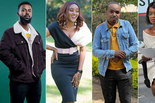 From left: A collage of 'Becky' actors Haji Nzibo 'Hakim', Lucy Maina 'Becky', Sammy Mwangi 'Tito', and Brenda Ngeso ' Maureen'