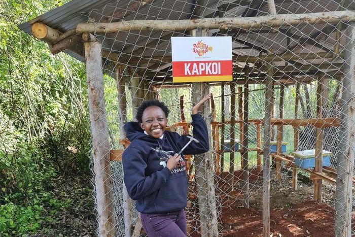 Charlene Ruto branding the location of her hives