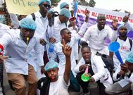 Medics in public hospital, represented by Kenya Medical Practitioners, Pharmacists, and Dentists Union (KMPDU) and Kenya Union of Clinical Officers (KUCO) participating in demos
