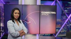 Victoria Rubadiri posing at CNN studio