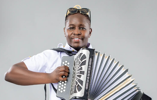 DJ Fatxo posing with an accordion