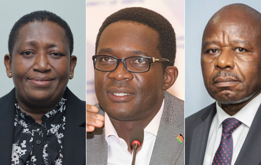 A collage of CA Chairperson Mary Wambui, Ezra Chiloba and PS Edward Kisiang'ani