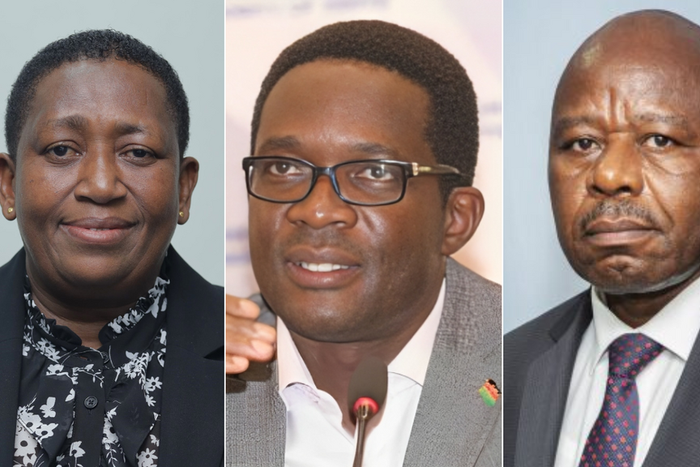 A collage of CA Chairperson Mary Wambui, Ezra Chiloba and PS Edward Kisiang'ani