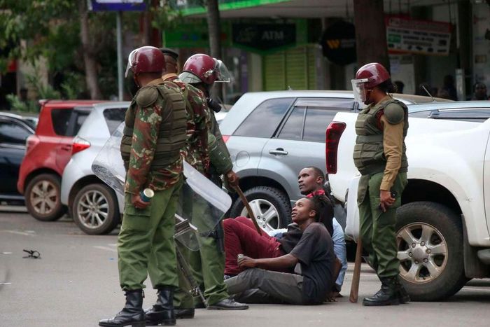 Protestors in Nairobi CBD