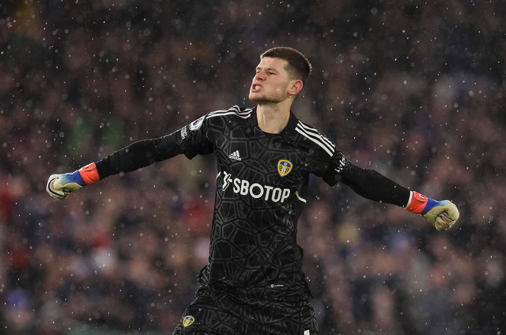 Illan Meslier goalkeeper of Leeds United celebrates Leeds United v West Ham United on January 4, 2023.
