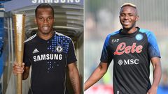 Didier Drogba (left) and Victor Osimhen