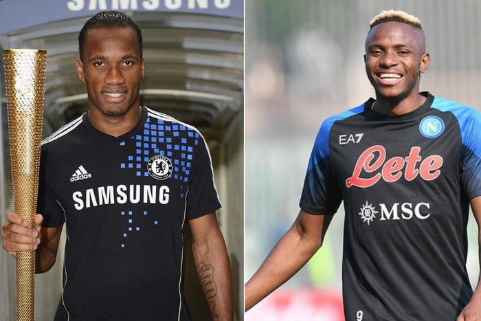 Didier Drogba (left) and Victor Osimhen
