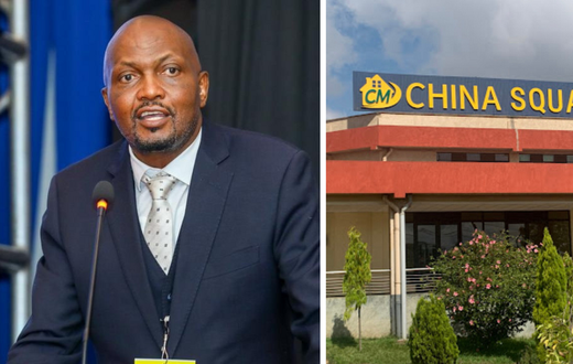 A collage of Trade CS Moses Kuria and China Square