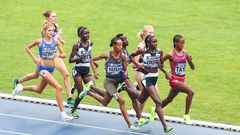 Konstanze Klosterhalfen (GER), Gloria Kite (KEN), Sifan Hassan (NED), Margaret Chelimo Kipkemboi (KEN), Ejgayehu Taye (ETH) during the Kamila SKolimowska Memorial in Katowice, Poland, on August 6, 2022