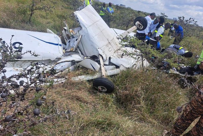 A plane that crashed at Nairobi National Park after colliding with another plane mid-air on March 5, 2024