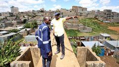 Nairobi Governor Johnson Sakaja when he visited the infamous Njiru “footbridge” on Friday, June 2.