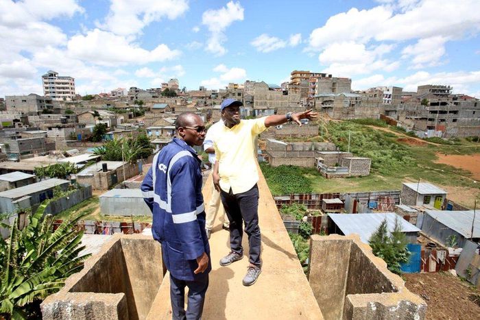 Nairobi Governor Johnson Sakaja when he visited the infamous Njiru “footbridge” on Friday, June 2.