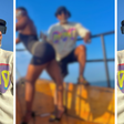 Awilo Longomba retires drink on Ritah Dancehall's backside on sailing excursion/Instagram