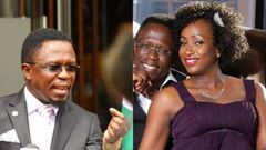 A collage image of Ababu Namwamba and his ex-wife, the late Priscah Mwaro
