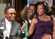 A collage image of Ababu Namwamba and his ex-wife, the late Priscah Mwaro