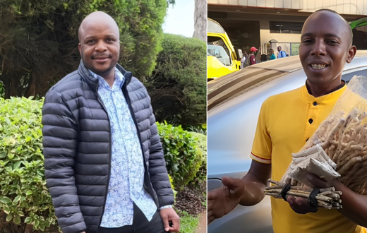 Lang'ata MP Jalang'o (left) and Mukombero vendor