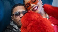 Nelly and Ashanti during their appearance and show at the State Farm Arena, Atlanta in April 2024