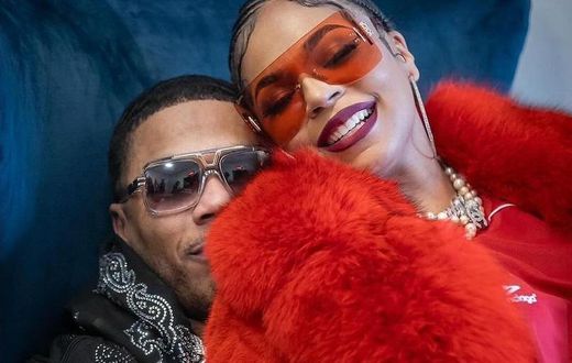 Nelly and Ashanti during their appearance and show at the State Farm Arena, Atlanta in April 2024