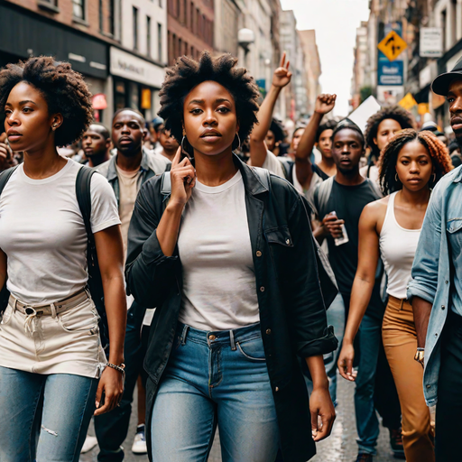 An AI-generated image of people protesting on the streets (Hotpot.ai)