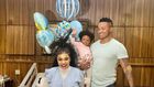 Vera Sidika, her husband Brown Mauzo, and their children Asia & Ice at the hospital after Vera's delivery