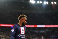 Neymar Jr (10) goes to the corner for a kick during the French Ligue 1 match between Paris Saint-Germain (PSG) and Olympique de Marseille at Parc des Princes on October 16, 2022