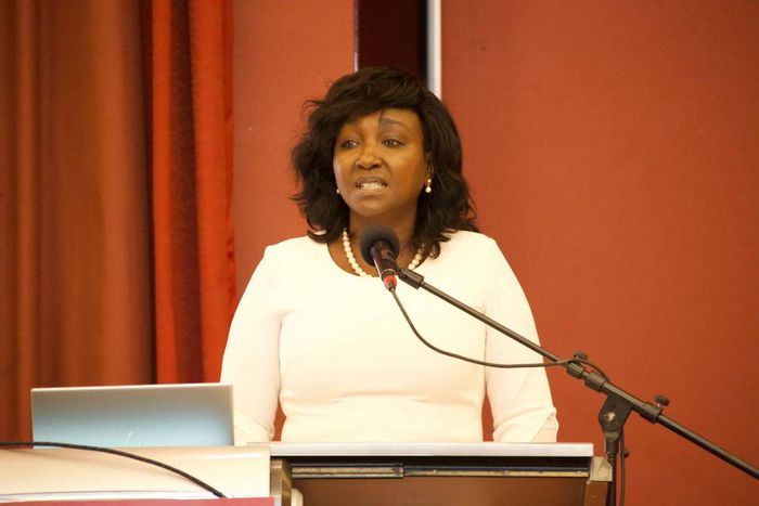 Uasin Gishu Woman Rep Gladys Shollei speaking during a Governor's Summit in Naivasha on Februry 10, 2023