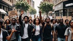 An AI-generated image of people protesting on the streets (Hotpot.ai)