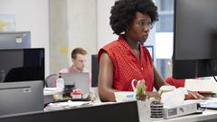 Female software engineer at desk