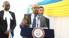 Ken Ambani takes oath of office as County Executive Committee Member in charge of Public Service Administration Youth Gender Sports and Social Services.