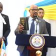 Ken Ambani takes oath of office as County Executive Committee Member in charge of Public Service Administration Youth Gender Sports and Social Services.