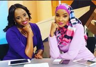 A past image of Kanze Dena and Lulu Hassan  in the studio for their show 'Nipashe Wikendi'