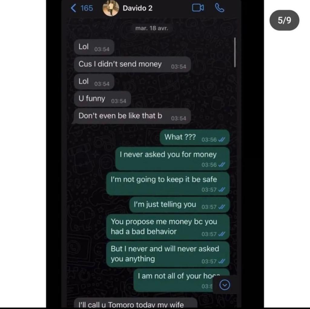 Alleged conversation between Davido and Ivanna Beyp