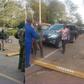 Raila Odinga and his entourage at a roadblock when his motorcade was blocked along road leading to Kisumu State Lodge on Friday, March 10.