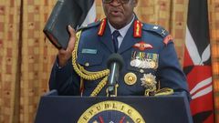 General Francis Ogolla during his swearing ceremony at State House, Nairobi on April 29, 2023