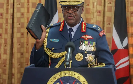 General Francis Ogolla during his swearing ceremony at State House, Nairobi on April 29, 2023